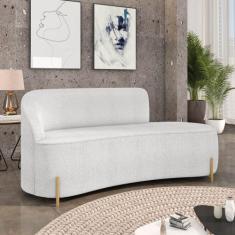 Sofá 3 Lugares Orgânico 180cm Morgan Pé Aço Dourado Bouclê D03 - D'Ros
