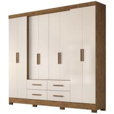 Guarda Roupa Casal San Lorenzo 8 Portas Castanho Wood/baunilh