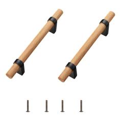 AUXBC Puxadores de gaveta em forma de T, puxadores de armário de madeira, orifício central de 9,6 cm, ferragens modernas para puxadores de móveis, puxadores de armário de gaveta com base preta, pacote
