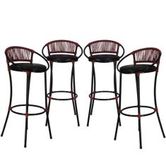 Conjunto 4 Banquetas em Fio de Fibra Artesanal para Bancada, Balcão, L