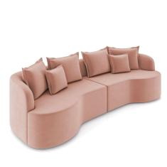 Sofá 5 Lugares Orgânico Living 290cm Mersa Veludo Rosê K01 - D`Rossi