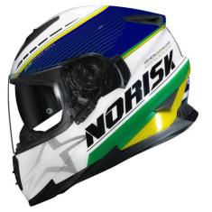 Capacete Norisk ff302 Grand Prix Brasil Paises Moto Bandeira, Branco A