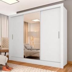 Roupeiro 3 Portas Casal Com 3 Espelhos Aurora Branco - M. Arapongas - 