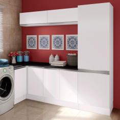 Kit Área De Serviço Madesa Acordes Glamy 100% MDF com Armário e Balcão de Canto