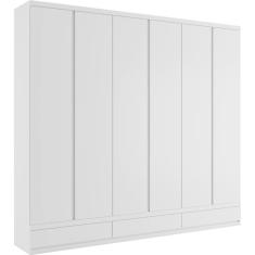 Guarda-roupa casal 6 portas 9 gavetas 2,70m - Paris-Branco - Bianchi Móveis