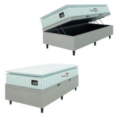 Cama Box Baú Colchão Solteiro Espuma D33 Vangogh Pillow Top 88x188x70c