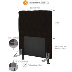 Cabeceira Cama Box Solteiro 90cm Cristal Corino Marrom