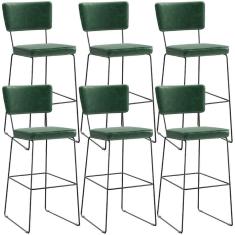 Kit 6 Banquetas Altas Cozinha Allana L02 Facto Verde Musgo