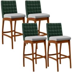 Kit 04 Banquetas Altas Cozinha B04 Verde Musgo Cinza