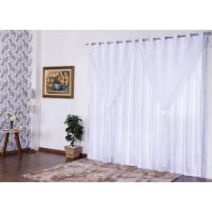 Cortina Para Sala Ou Quarto Charmousse Com Voil - deccoralle, Branca, 