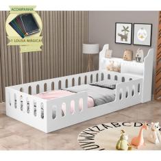 Cama de Criança Helo Solteiro com Nicho, Led e Lousa Mágica - Branca -