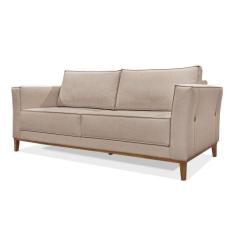 Sofá 3 Lugares Base De Madeira Grace 230 Cm Linho Areia S04 - D'rossi
