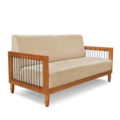 Sofá 2 Lugares Base De Madeira Mariana 160 Cm Linho Dourado S04 - D'ro