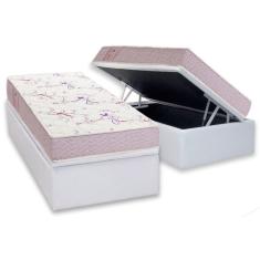 Conjunto Box Baú Solteiro: Colchão Espuma Ortobom D20 Physical Resistente Bordado + Base CRC Courano White (88x188)