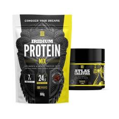 Kit Whey Protein mix + Creatina 90g +  Coqueteleira 600ml  - Iridium Labs-Unissex