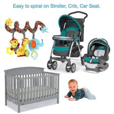 Brinquedos pendurados para o movimento do berço do assento do carro, bebê bebê espiral pelúcia 