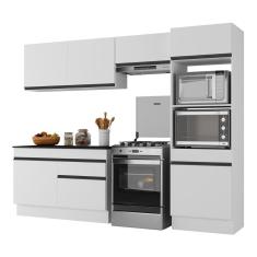 Armário De Cozinha Compacta 4 Peças Com Rodapé Mp2193 Made Multimóveis Branco/preto Branco/preto