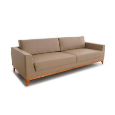 Sofá 3 Lugares Bartô Revestimento Sintético Bege 240 cm