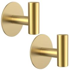 VINHOLD Ganchos de parede resistentes de aço inoxidável, ganchos autoadesivos, ganchos de toalha para pendurar roupões, aventais, casacos e chapéus em banheiros, cozinhas e hotéis (pacote com 2,