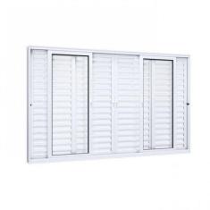 Janela de Alumínio Veneziana 100x200cm 4 Folhas Móveis 2 Fixas com Vid