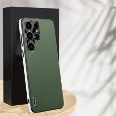 Para Samsung S24 Ultra Capa de couro liso fosco para S21 S22 S23 S24 ULTRA com moldura protetora de lente Capa de borda TPU, verde, para S23