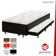 Cama Box Conjugada Espuma Dupla Solteiro Com Auxiliar Suede