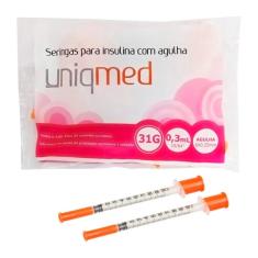 Seringa Descartável p/ Insulina Pct c/ 10uni U-100 6x0,25 Uniqmed