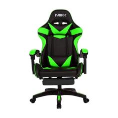Cadeira Gamer Giratória Nsx Reclinável Estofado Cores Couro (VERDE)