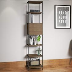 Estante Multiuso 3 Gavetas 211,5cmx45cm Steel Quadra Artesano Vermont