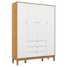 Guarda Roupa Infantil 4 Portas Unique Freijó Branco Soft Eco Wood - Ma