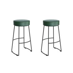 Conjunto 2 Banquetas Nice em Aço Industrial Yescasa Preto / Verde Musgo