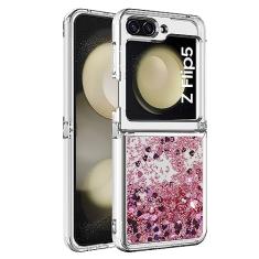 COTDINFOR Capa para Samsung Galaxy Z Flip 5 Capa de telefone transparente com glitter líquido fofo flutuante areia movediça à prova de choque capa protetora de TPU macio para Samsung Galaxy Z Flip 5