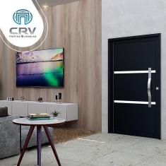 Porta de Aço Pivotante 219x108cm Ideal Crv Esquadrias Preto