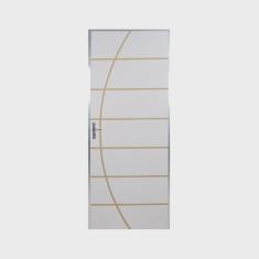 Kit Porta de Madeira Decorada 212x65cm com Batente de Alumínio 3,6cm Neblina mgm