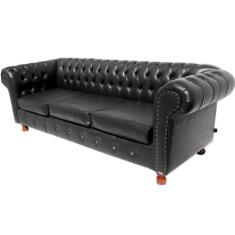 Sofá Chesterfield Luiz XV 1,80 cm Corano Preto sala de estar/recepção/
