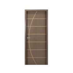 Kit Porta de Madeira Decorada 215x84cm com Batente de MDF Ultra 12cm N