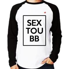 Camiseta Raglan Sextou BB Manga Longa - Foca na Moda, Branco, Preto, G