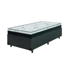 Cama Box Solteiro 88 Sintético Preto com Colchão Espuma D33 One Face - Bello Box - 58X88X188