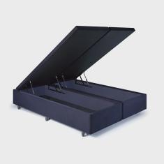 Base Box Baú Casal Bipartido 138x188x42cm com Pistão a Gás