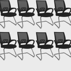 Kit 8 Cadeiras de Escritório Interlocutor Tela Mesh Santiago