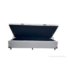 Cama Box Baú Solteiro Suede Cinza
