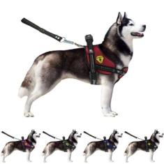 Coleira Peitoral Para Cachorro Grande Com Alça Reforçada Guia Ajustáve