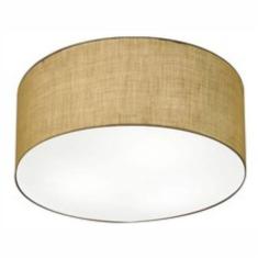 Plafon Cilíndrico Md-3058 Cúpula Em Tecido 55x25cm Palha - Bivolt