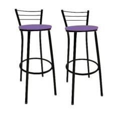 Kit 2 Banquetas Preta Alta Para Balcão Gourmet Bar - Moveraço, Assento