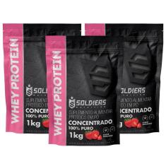 Kit: 3kg Whey Protein Concentrado - 100% Importado - Soldiers Nutrition-Unissex