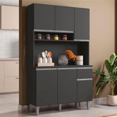 Armário Cozinha Millan Cinza 6 Portas