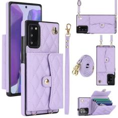 Capa carteira para Samsung Galaxy Note 20 com 4 pontos de cartão, capa de couro transversal com bloqueio de RFID, capa de telefone com suporte de fivela magnética, alça de pulso à prova de choque para