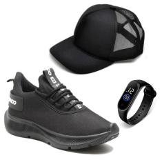 Tenis Masculino Esportivo Academia Caminhada + Boné e Relógio - DM DAM
