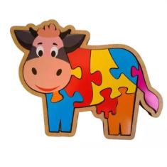 Quebra Cabeça Infantil Vaca 2,5Mm Mdf 9 Peças 23,5X17 Cm - Cia Laser