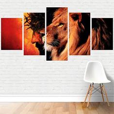 Quadro Religião: Coroa de Espinhos Jesus Leão de Judá Canvas